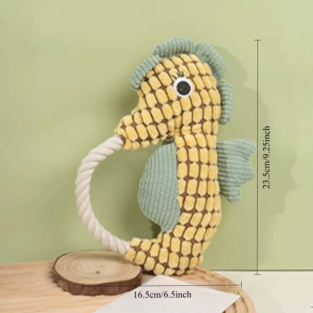 Squeaky Seahorse Plush Dog Toy