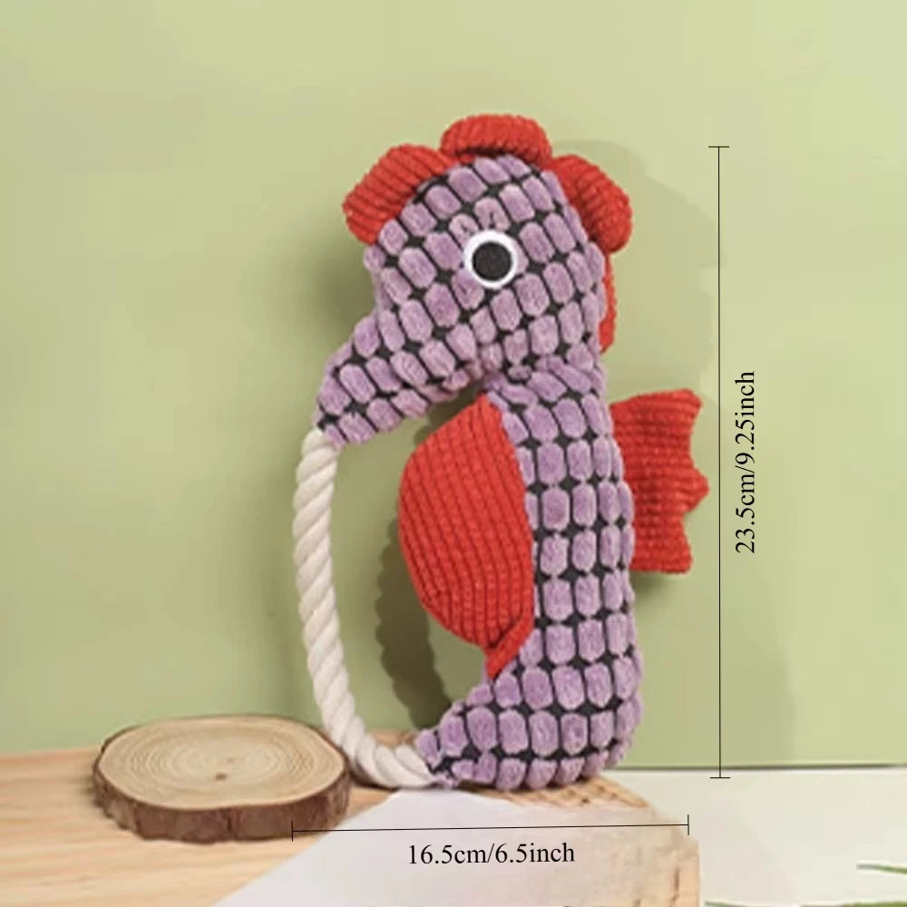 Squeaky Seahorse Plush Dog Toy