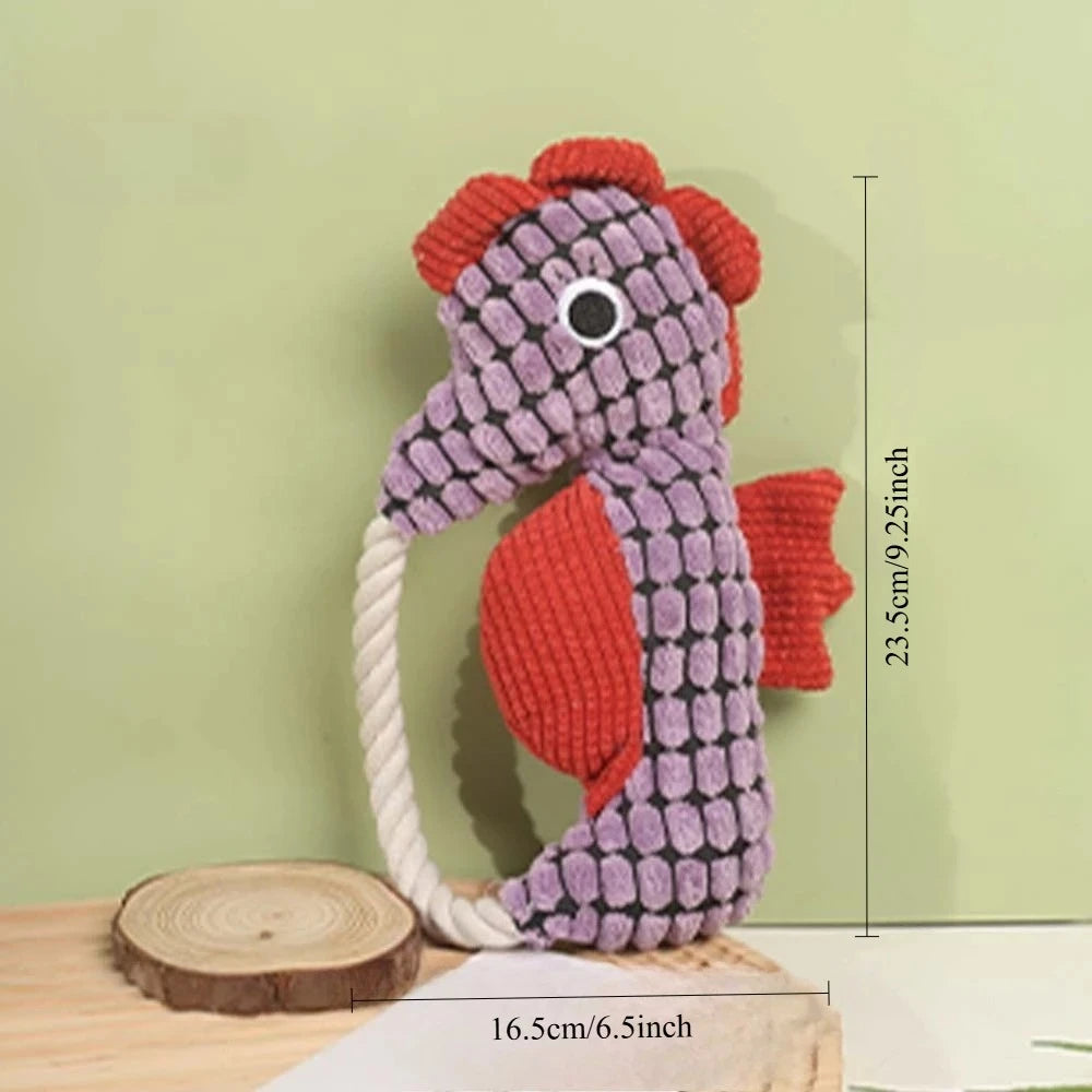 Squeaky Seahorse Plush Dog Toy