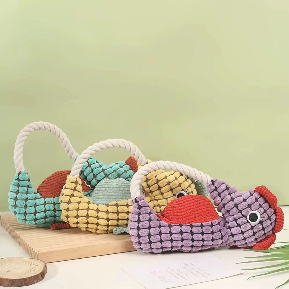 Squeaky Seahorse Plush Dog Toy