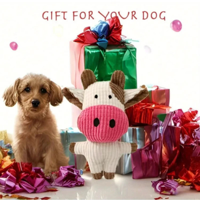 Plush Cow Dog Toy
