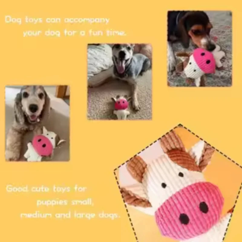 Plush Cow Dog Toy