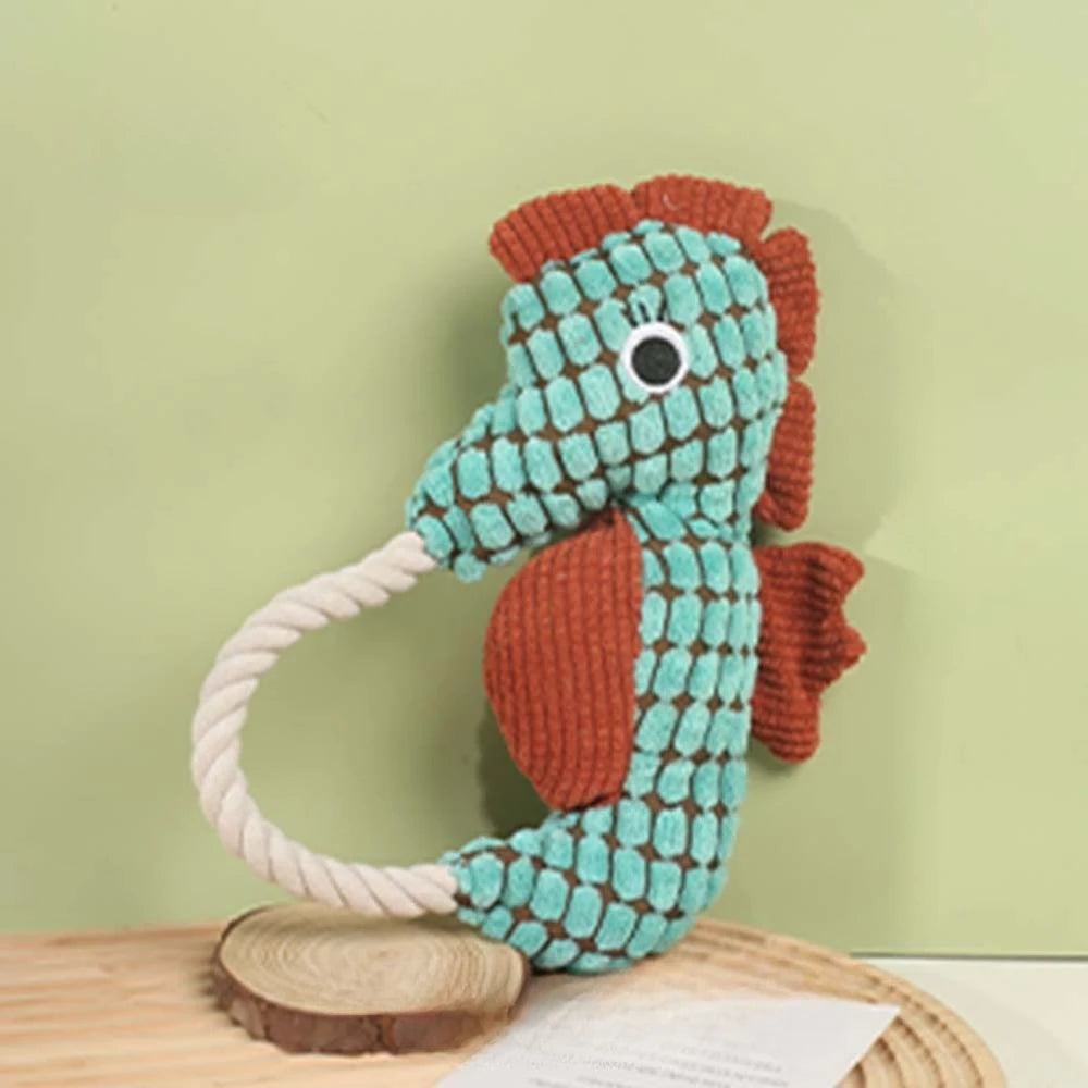Squeaky Seahorse Plush Dog Toy