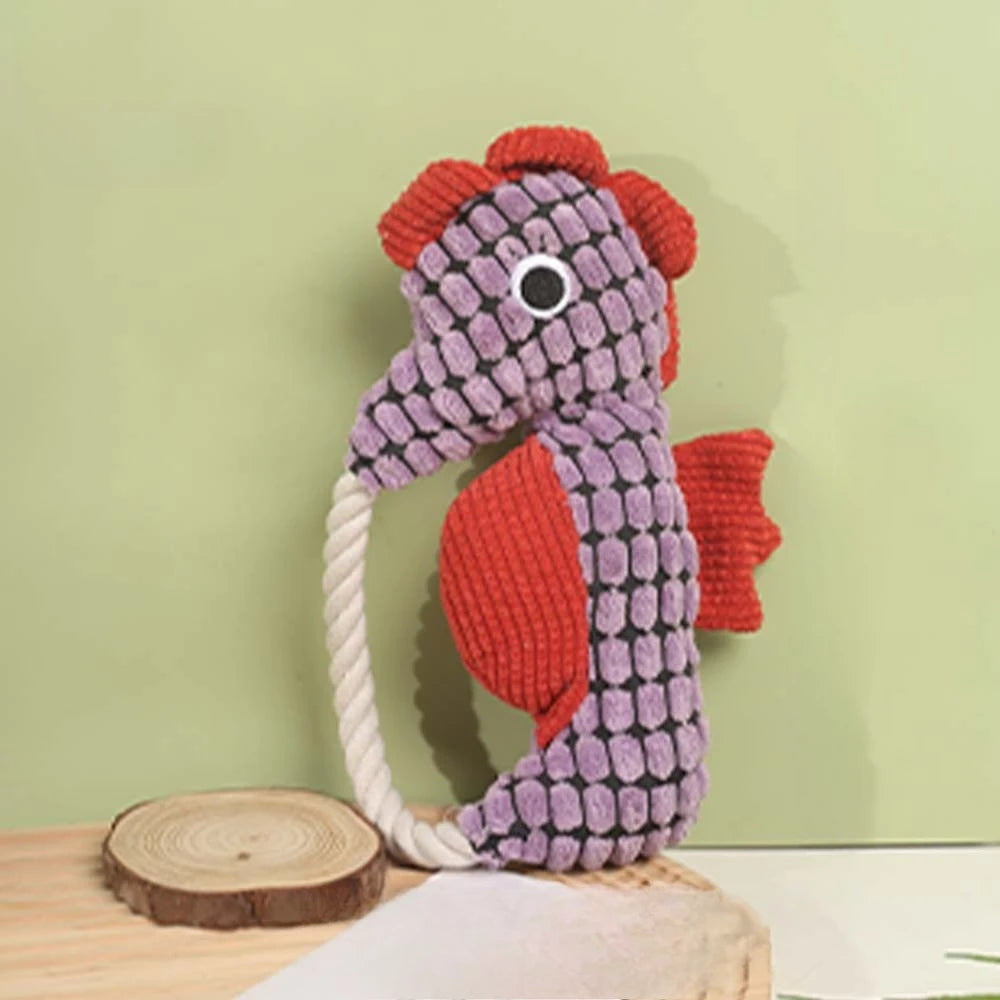Squeaky Seahorse Plush Dog Toy