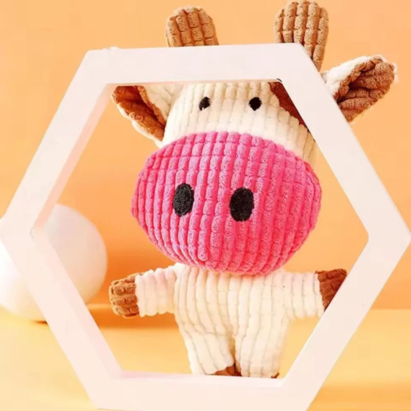 Plush Cow Dog Toy